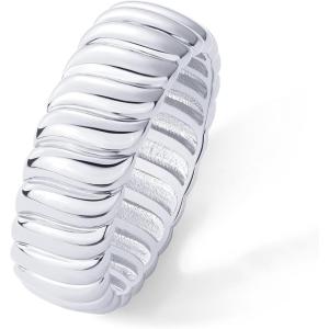 imagePAVOI 14K Gold Plated Chunky Statement Ring  Chunky Stackable Wide Band for WomenWhite Gold