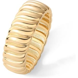 imagePAVOI 14K Gold Plated Chunky Statement Ring  Chunky Stackable Wide Band for WomenYellow Gold