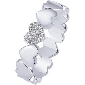 imagePAVOI 14K Gold Plated Heart Stackable Rings for Women  Love Valentines Statement Chunky Signet Ring Band  Friendship RingsWhite Gold