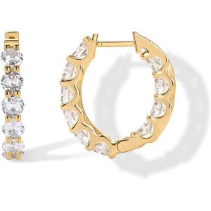 imagePAVOI 14K Gold Plated Inside Out Hoop Earrings for Women with Cubic Zirconia  Bridal Hoop Earring PairYellow Gold