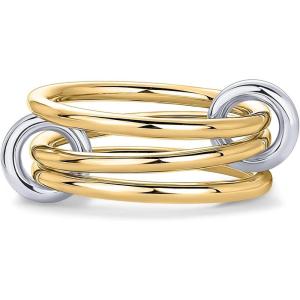 imagePAVOI 14K Gold Plated Interlocked Stackable Rings for Women  Statement Mixed Metals Multi Ring Stack  TwoToned Stacking BandsYellow Gold