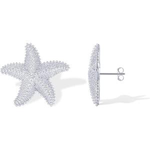 imagePAVOI 14K Gold Plated Starfish Statement Stud Earrings for Women  Trendy Jewelry Alluring OceanThemed Dangling EarringsWhite Gold