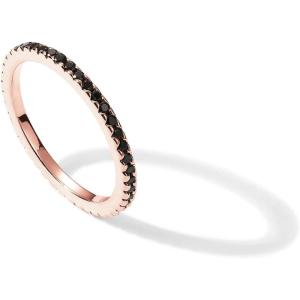 imagePAVOI 14K Gold Plated Sterling Silver Colored CZ Stones Stackable Ring  Simulated Diamond Eternity Bands for WomenRose Gold