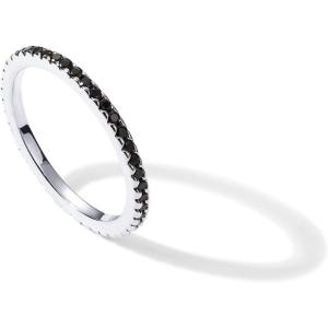 imagePAVOI 14K Gold Plated Sterling Silver Colored CZ Stones Stackable Ring  Simulated Diamond Eternity Bands for WomenWhite Gold