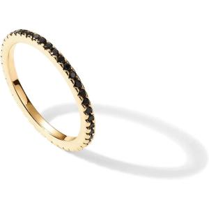 imagePAVOI 14K Gold Plated Sterling Silver Colored CZ Stones Stackable Ring  Simulated Diamond Eternity Bands for WomenYellow Gold