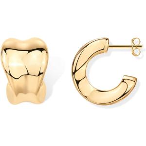 imagePAVOI 14K Gold Plated Sterling Silver Posts Statement Earrings for Women  Geometric Dome Teardrop Drop Dangle Hoop Chunky Gold EarringsYellow Gold