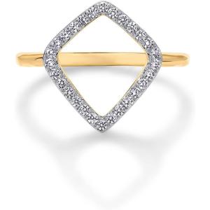 imagePAVOI 14K Gold Plated Two Toned Mixed Metals Diamond Shaped Geometric Ring for Women with Cubic Zirconia  Statement RingTwo Toned