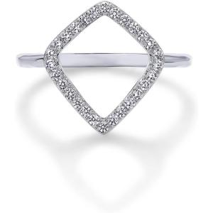 imagePAVOI 14K Gold Plated Two Toned Mixed Metals Diamond Shaped Geometric Ring for Women with Cubic Zirconia  Statement RingWhite Gold