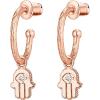 imagePAVOI 14K Gold Plated 925 Sterling Silver Post Huggie With Dangle  Butterfly Evil Eye Hamsa Pearl Hoop Earring For Women  Trendy Dangle Hoop EarringsRose Gold