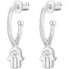 imagePAVOI 14K Gold Plated 925 Sterling Silver Post Huggie With Dangle  Butterfly Evil Eye Hamsa Pearl Hoop Earring For Women  Trendy Dangle Hoop EarringsWhite Gold