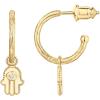 imagePAVOI 14K Gold Plated 925 Sterling Silver Post Huggie With Dangle  Butterfly Evil Eye Hamsa Pearl Hoop Earring For Women  Trendy Dangle Hoop EarringsYellow Gold
