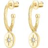imagePAVOI 14K Gold Plated 925 Sterling Silver Post Huggie With Dangle  Butterfly Evil Eye Hamsa Pearl Hoop Earring For Women  Trendy Dangle Hoop EarringsYellow Gold