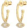 imagePAVOI 14K Gold Plated 925 Sterling Silver Post Huggie With Dangle  Butterfly Evil Eye Hamsa Pearl Hoop Earring For Women  Trendy Dangle Hoop EarringsYellow Gold