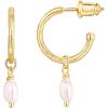 imagePAVOI 14K Gold Plated 925 Sterling Silver Post Huggie With Dangle  Butterfly Evil Eye Hamsa Pearl Hoop Earring For Women  Trendy Dangle Hoop EarringsYellow Gold