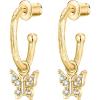 imagePAVOI 14K Gold Plated 925 Sterling Silver Post Huggie With Dangle  Butterfly Evil Eye Hamsa Pearl Hoop Earring For Women  Trendy Dangle Hoop EarringsYellow Gold
