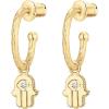 imagePAVOI 14K Gold Plated 925 Sterling Silver Post Huggie With Dangle  Butterfly Evil Eye Hamsa Pearl Hoop Earring For Women  Trendy Dangle Hoop EarringsYellow Gold