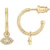 imagePAVOI 14K Gold Plated 925 Sterling Silver Post Huggie With Dangle  Butterfly Evil Eye Hamsa Pearl Hoop Earring For Women  Trendy Dangle Hoop EarringsYellow Gold