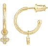imagePAVOI 14K Gold Plated 925 Sterling Silver Post Huggie With Dangle  Butterfly Evil Eye Hamsa Pearl Hoop Earring For Women  Trendy Dangle Hoop EarringsYellow Gold