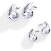 imagePAVOI 14K Gold Plated 925 Sterling Silver Post Teardrop Chunky Hoop Earrings  Lightweight Drop Earrings for Women  Designer DupeWhite Gold