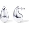 imagePAVOI 14K Gold Plated 925 Sterling Silver Post Teardrop Chunky Hoop Earrings  Lightweight Drop Earrings for Women  Designer DupeWhite Gold
