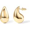 imagePAVOI 14K Gold Plated 925 Sterling Silver Post Teardrop Chunky Hoop Earrings  Lightweight Drop Earrings for Women  Designer DupeYellow Gold