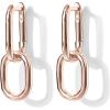 imagePAVOI 14K Gold Plated Convertible Paperclip Link Huggie Hoop Earrings for Women  Earscape Statement Jewelry  Trendy Cubic Zirconia TwoToned Rope Drop Dangle EarringsRose Gold