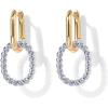 imagePAVOI 14K Gold Plated Convertible Paperclip Link Huggie Hoop Earrings for Women  Earscape Statement Jewelry  Trendy Cubic Zirconia TwoToned Rope Drop Dangle EarringsTwoToned