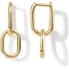 imagePAVOI 14K Gold Plated Convertible Paperclip Link Huggie Hoop Earrings for Women  Earscape Statement Jewelry  Trendy Cubic Zirconia TwoToned Rope Drop Dangle EarringsYellow Gold
