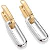 imagePAVOI 14K Gold Plated Convertible Paperclip Link Huggie Hoop Earrings for Women  Earscape Statement Jewelry  Trendy Cubic Zirconia TwoToned Rope Drop Dangle EarringsTwoToned
