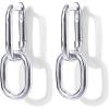 imagePAVOI 14K Gold Plated Convertible Paperclip Link Huggie Hoop Earrings for Women  Earscape Statement Jewelry  Trendy Cubic Zirconia TwoToned Rope Drop Dangle EarringsWhite Gold