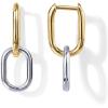 imagePAVOI 14K Gold Plated Convertible Paperclip Link Huggie Hoop Earrings for Women  Earscape Statement Jewelry  Trendy Cubic Zirconia TwoToned Rope Drop Dangle EarringsTwoToned