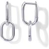 imagePAVOI 14K Gold Plated Convertible Paperclip Link Huggie Hoop Earrings for Women  Earscape Statement Jewelry  Trendy Cubic Zirconia TwoToned Rope Drop Dangle EarringsWhite Gold