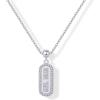 imagePAVOI 14K Gold Plated Dainty Dog Tag Charm Pendant Mom Necklace for Women  Gold Adjustable Sliding Chain Mama Necklace Jewelry for Mothers Day  Mommy to Be Gift Customizable Removable Charm PendantWhite Gold