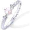 imagePAVOI 14K Gold Plated Pearl Hammered Ring for Women  Dainty Elegant Stackable Cubic Zirconia Thin Band for WomenWhite Gold