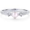 imagePAVOI 14K Gold Plated Pearl Hammered Ring for Women  Dainty Elegant Stackable Cubic Zirconia Thin Band for WomenWhite Gold