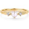 imagePAVOI 14K Gold Plated Pearl Hammered Ring for Women  Dainty Elegant Stackable Cubic Zirconia Thin Band for WomenYellow Gold