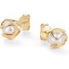 imagePAVOI 14K Gold Plated Round Caged Small Pearl Stud Earrings  Trendy Gold Pearl Earrings for Women  Hypoallergenic Classic Bride JewelryYellow Gold