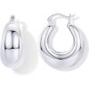 imagePAVOI 14K Gold Plated Sterling Silver Posts Oval Chunky Hoop Earrings for Women  Trendy Statement Thick Gold Hoops  Lightweight Dangle EarringsWhite Gold