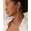 imagePAVOI 14K Gold Plated Sterling Silver Posts Oval Chunky Hoop Earrings for Women  Trendy Statement Thick Gold Hoops  Lightweight Dangle EarringsWhite Gold