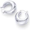 imagePAVOI 14K Gold Plated Sterling Silver Posts Oval Chunky Hoop Earrings for Women  Trendy Statement Thick Gold Hoops  Lightweight Dangle EarringsWhite Gold