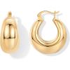 imagePAVOI 14K Gold Plated Sterling Silver Posts Oval Chunky Hoop Earrings for Women  Trendy Statement Thick Gold Hoops  Lightweight Dangle EarringsYellow Gold