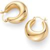 imagePAVOI 14K Gold Plated Sterling Silver Posts Oval Chunky Hoop Earrings for Women  Trendy Statement Thick Gold Hoops  Lightweight Dangle EarringsYellow Gold