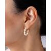 imagePAVOI 14K GoldPlated Classic Pearl Hoop Earrings for Women  Freshwater Pearl Earring PairPearls  Gold Discs