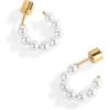 imagePAVOI 14K GoldPlated Classic Pearl Hoop Earrings for Women  Freshwater Pearl Earring PairRound Pearls