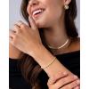 imagePAVOI 14K18K Gold Plated Simulated Diamonds Bezel Set Tennis Bracelets for Women  Cubic Zirconia Stones Trillion Trinity Radiant Cut Round Pear Heart Statement Bride Gold Bracelet Stack  Sizes 6575 InchWhite Gold