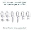 imagePAVOI 18K Gold Plated Huggie Earrings and Charm Set for Women  Mix and Match Earring Pack with Cubic Zirconia Pearl Opal Star Heart Evil Eye Snake Boho CharmsNorth Star