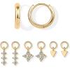 imagePAVOI 18K Gold Plated Huggie Earrings and Charm Set for Women  Mix and Match Earring Pack with Cubic Zirconia Pearl Opal Star Heart Evil Eye Snake Boho CharmsFlower