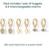 imagePAVOI 18K Gold Plated Huggie Earrings and Charm Set for Women  Mix and Match Earring Pack with Cubic Zirconia Pearl Opal Star Heart Evil Eye Snake Boho CharmsEvil Eye