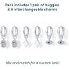 imagePAVOI 18K Gold Plated Huggie Earrings and Charm Set for Women  Mix and Match Earring Pack with Cubic Zirconia Pearl Opal Star Heart Evil Eye Snake Boho CharmsEvil Eye