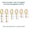 imagePAVOI 18K Gold Plated Huggie Earrings and Charm Set for Women  Mix and Match Earring Pack with Cubic Zirconia Pearl Opal Star Heart Evil Eye Snake Boho CharmsMarquise